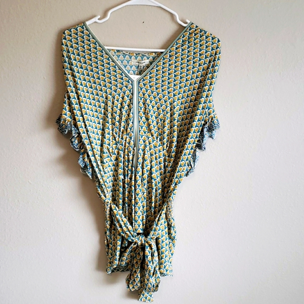 Max Studio 💛 Gold & 💙Blue blouse, size L